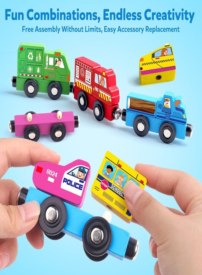 Helsort Wooden Magnetic Trains Cars - 8 Piece Educational and Skill-Building Wooden Toy for Boys and Girls Toys Train, Montessori Fine Motor Skills for Toddlers and Kids Ages 3+ - Image 5